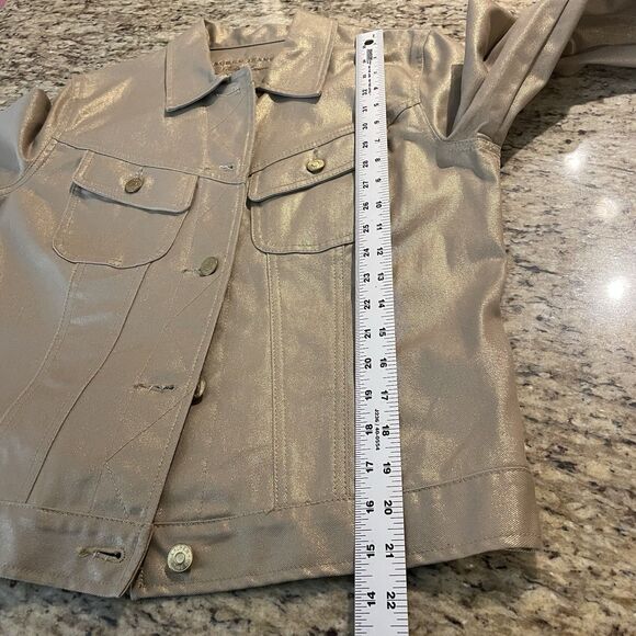 Ralph Lauren Jeans Co Jacket Women Medium Metallic Gold Tan Denim Button Up - Picture 8 of 8